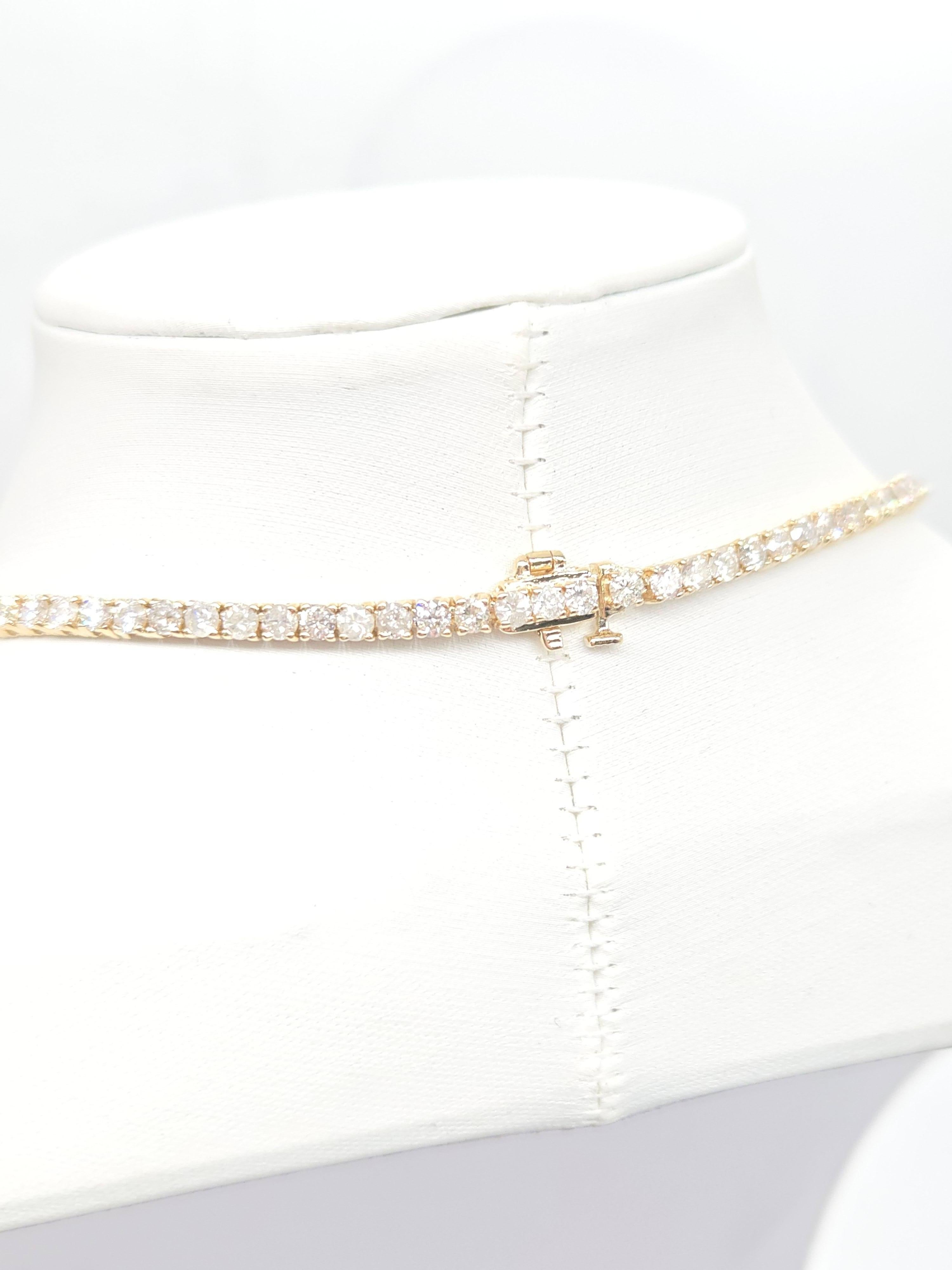 Collier de tennis en or jaune 14K et diamant naturel de 16,10 carats 22