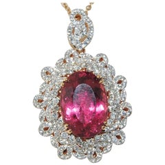 16.10 Carat Tourmaline Diamond Ladies Pendant with AIGL Appraisal