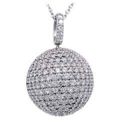 16.10 Ct Diamond studded 14 Karat Gold Pave Set Domed Ball Pendant
