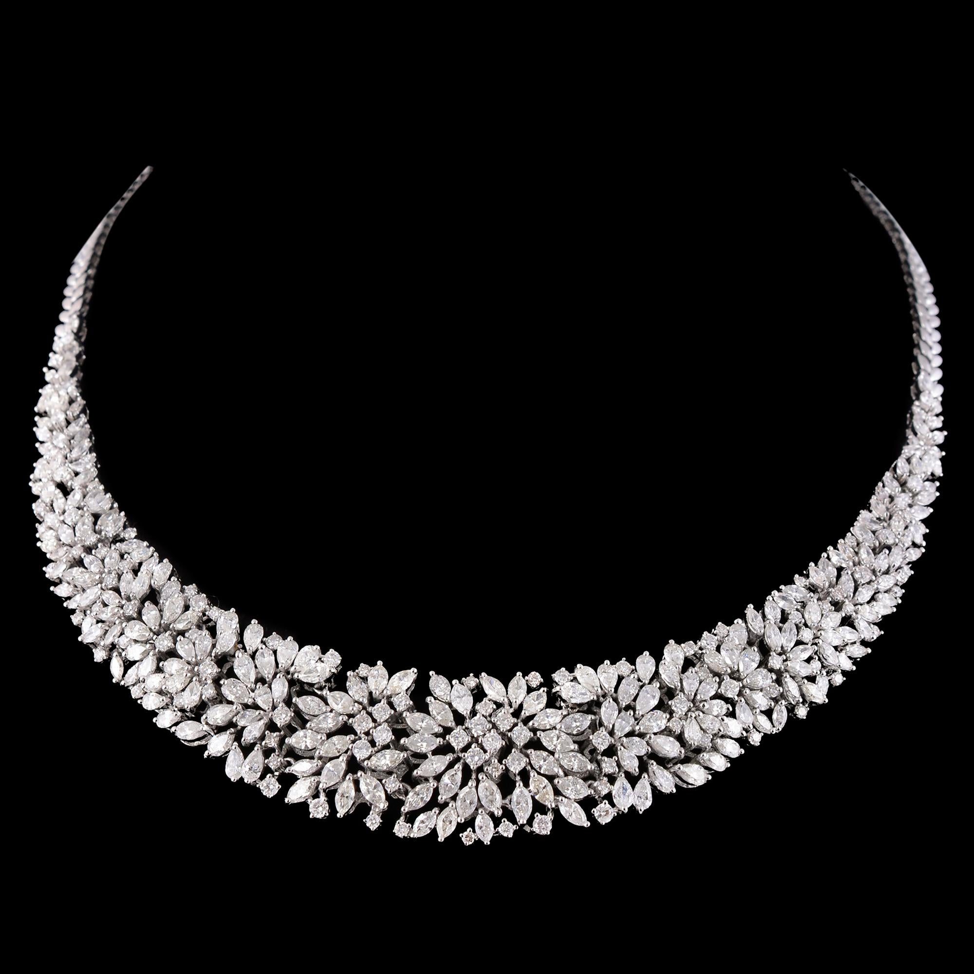 Modern 16.10ct SI/HI Pear Marquise Round Diamond Necklace 14 Karat White Gold Jewelry For Sale