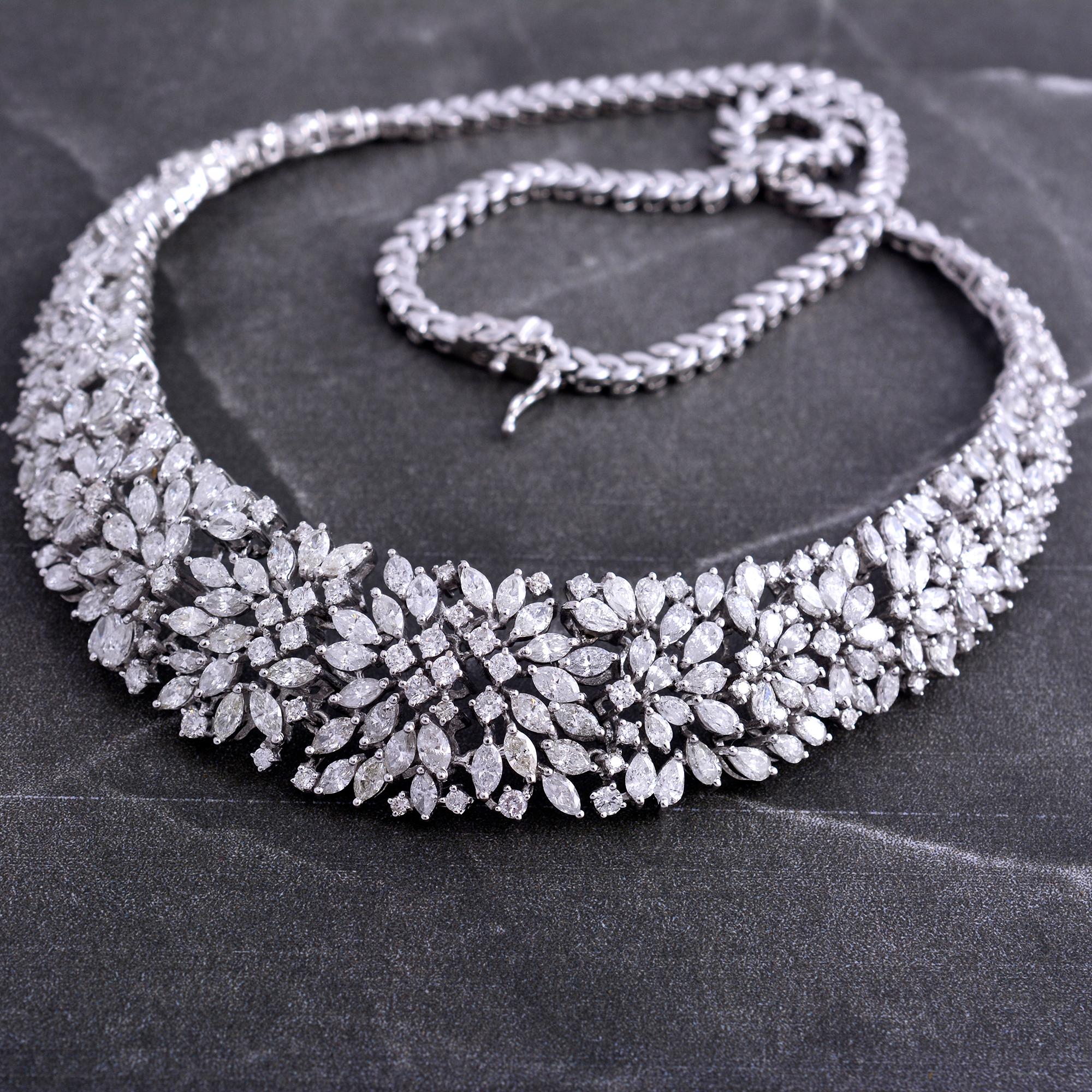 Pear Cut Natural 15.56 Ct. SI/HI Multi Diamond Necklace 18 Karat White Gold Fine Jewelry For Sale