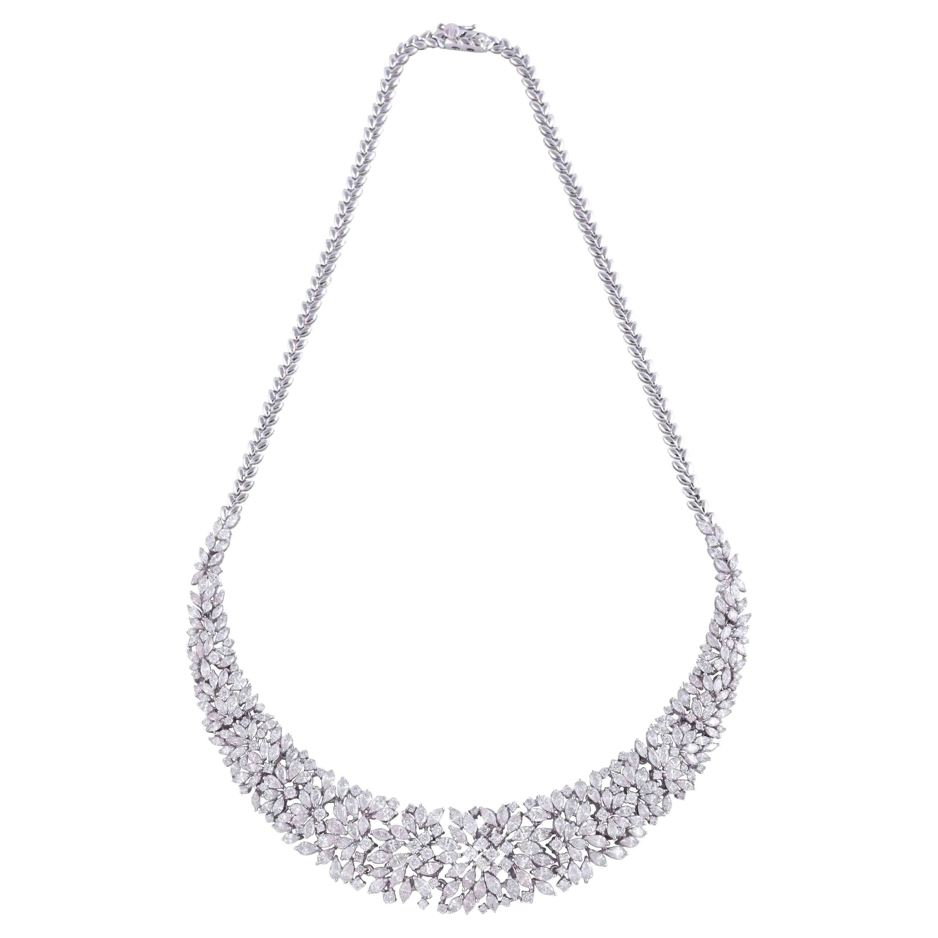 Natural 15.56 Ct. SI/HI Multi Diamond Necklace 18 Karat White Gold Fine Jewelry For Sale