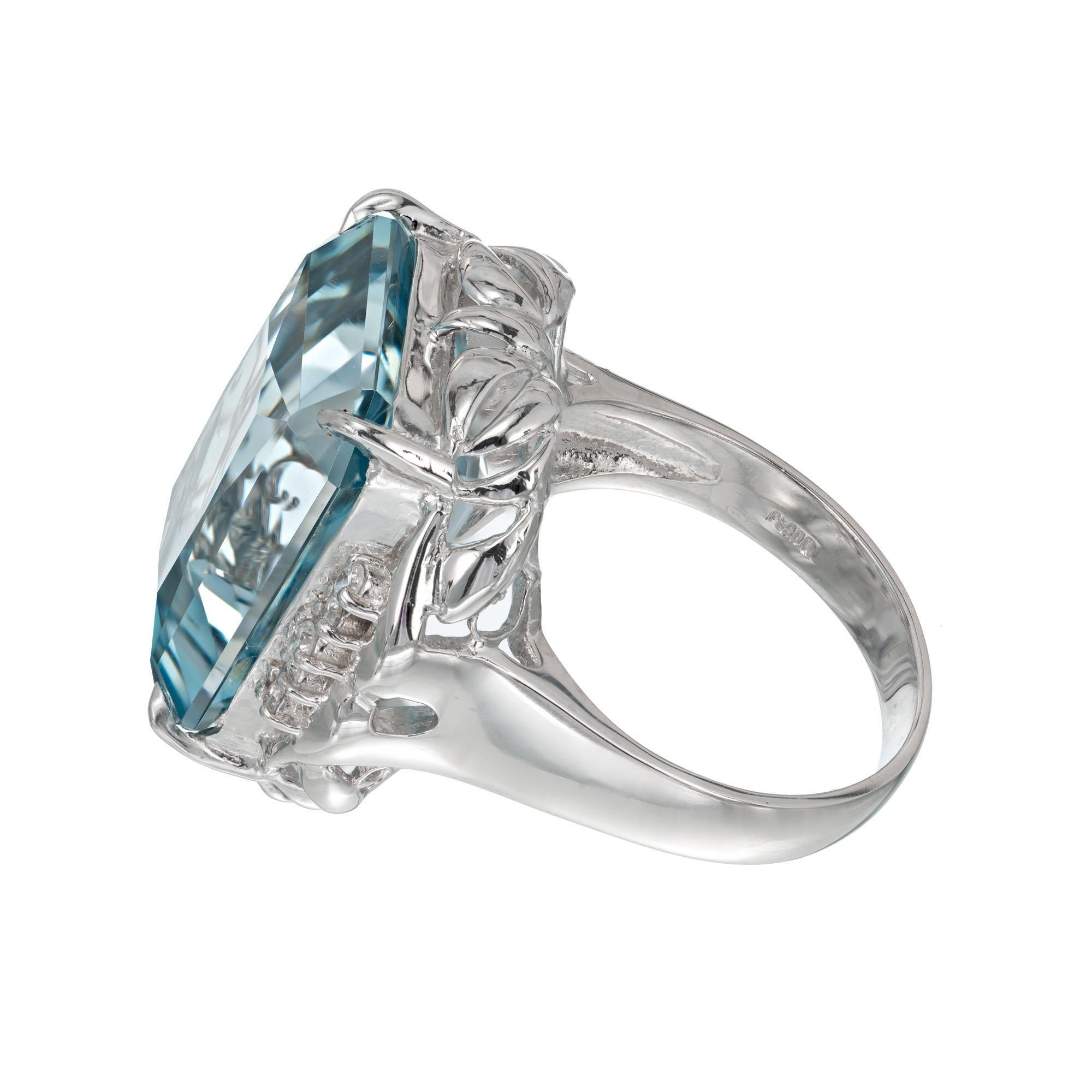 16.11 Carat Aquamarine Diamond Platinum Cocktail Ring For Sale at ...