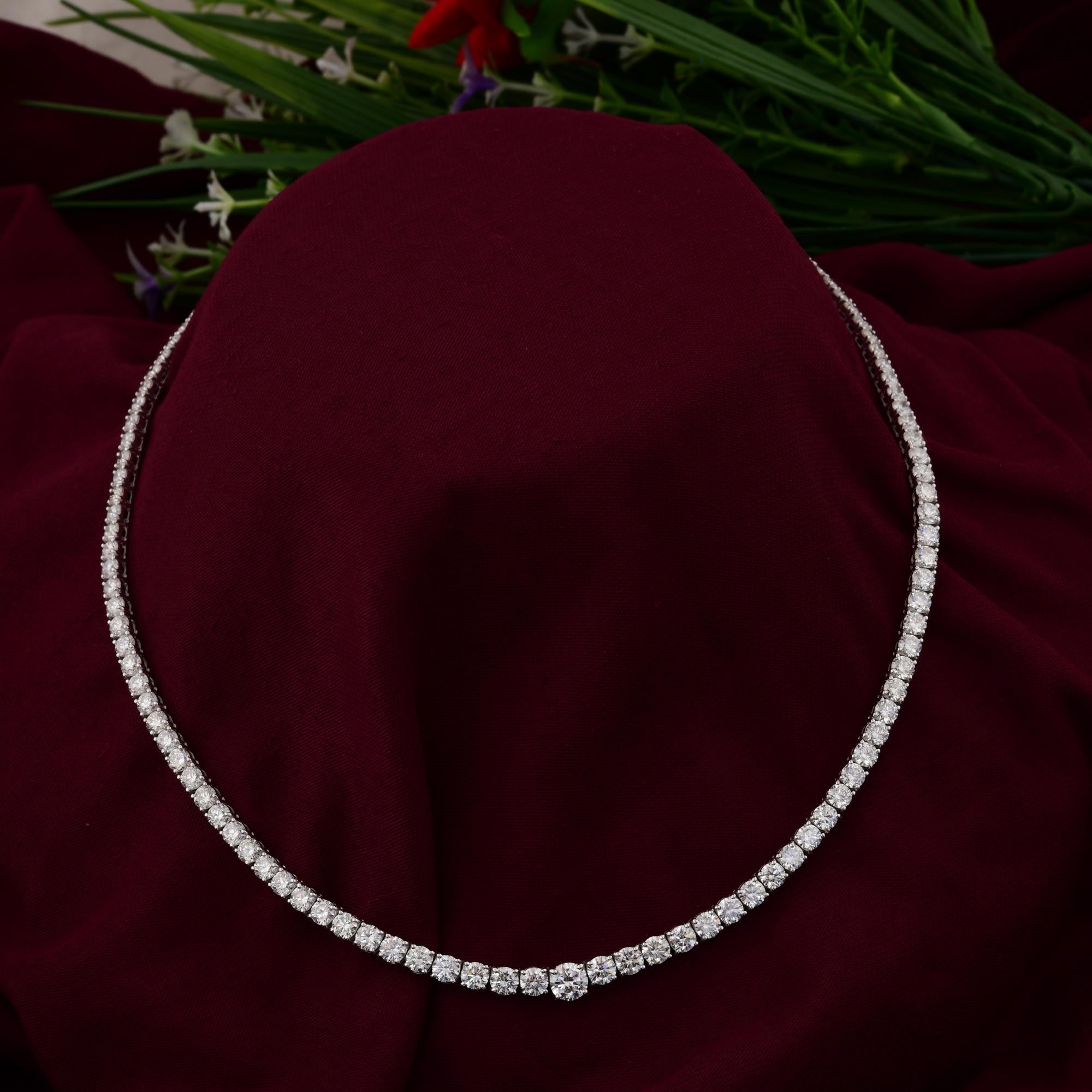 Modern 16.12 Carat SI/H Round Brilliant Cut Diamond Tennis Necklace 14 Karat White Gold For Sale