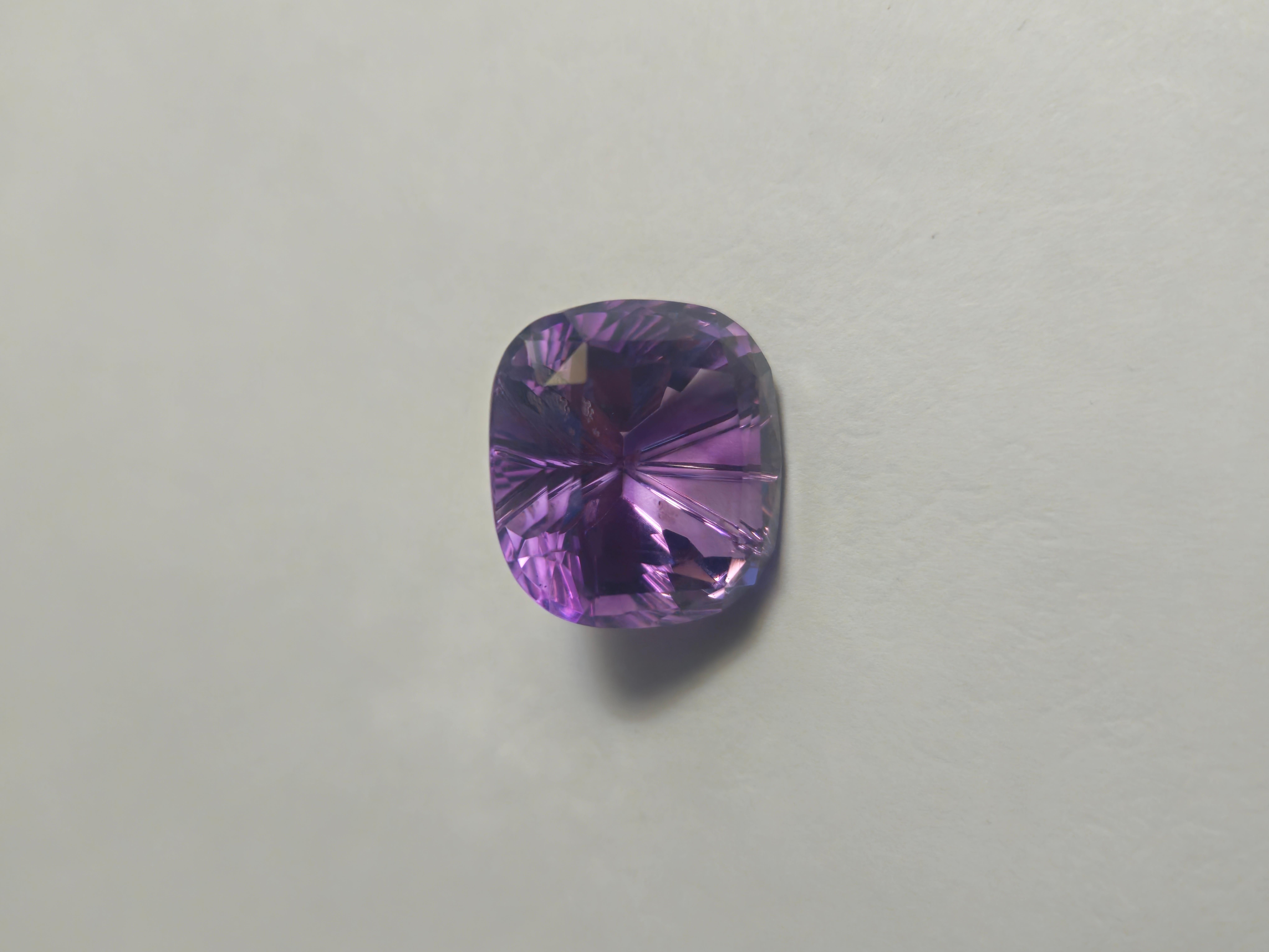 Femenino o masculino 16.12 ct Brazil Amethyst Natural Fantasy Cut Cushion 16X16 en venta