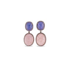 16.13 carat Tanzanite & Morganite Earring in 18k Rose Gold .