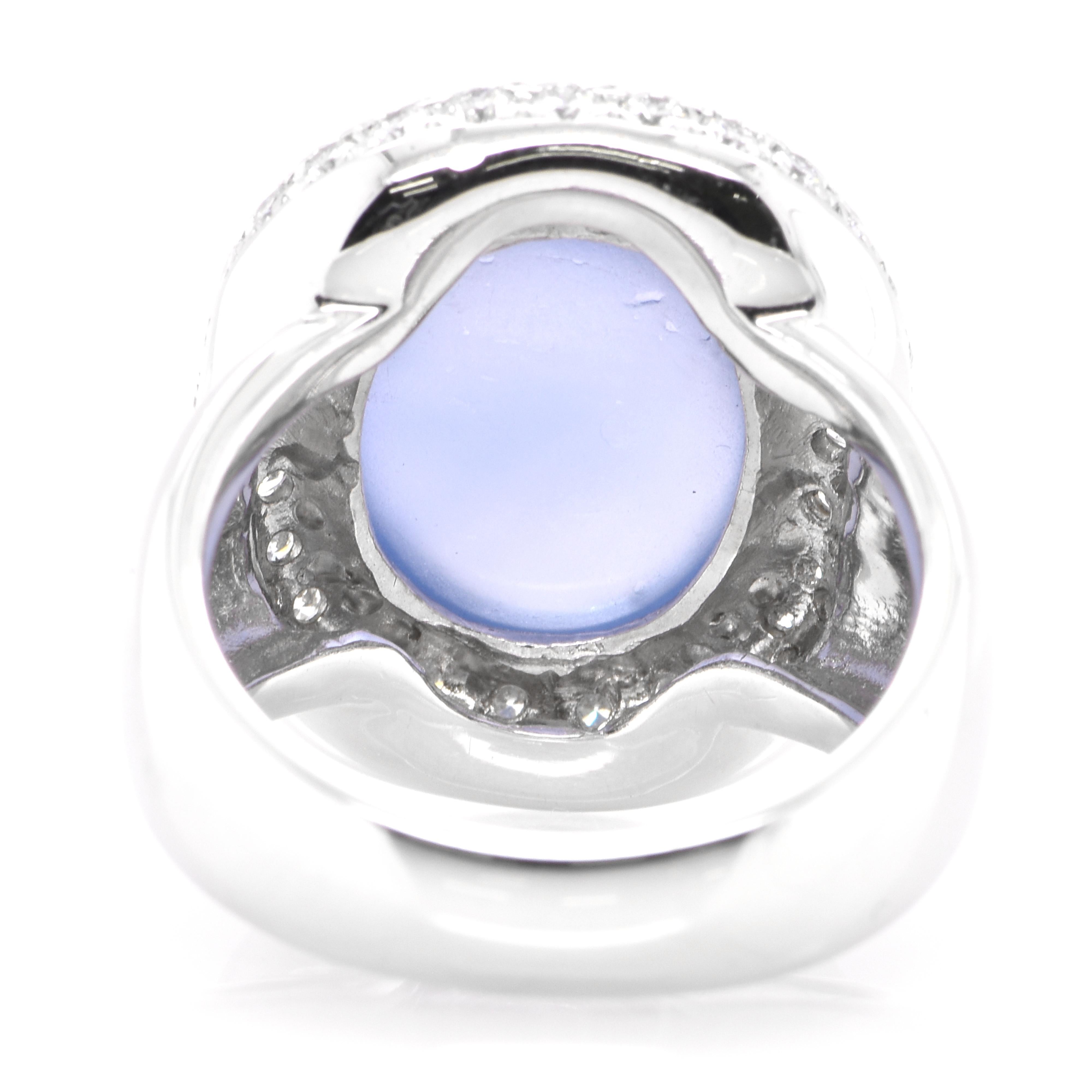 16.14 Karat natürlicher Stern-Saphir und Diamant-Cocktailring aus Platin 1