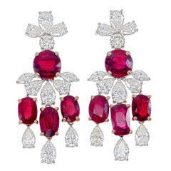 16.14 Carat Pigeon Blood Burma No Heat Ruby Diamond Stud Earrings