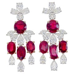 16.14 Carat Pigeon Blood Burma No Heat Ruby Diamond Stud Earrings
