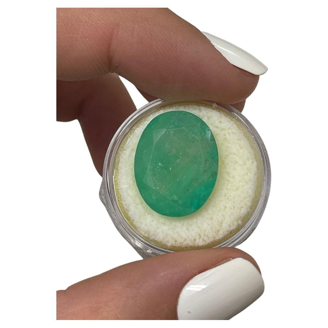 16.15 Carat Earthy Green Colombian Emerald Oval Cut - May Birthstone Gem