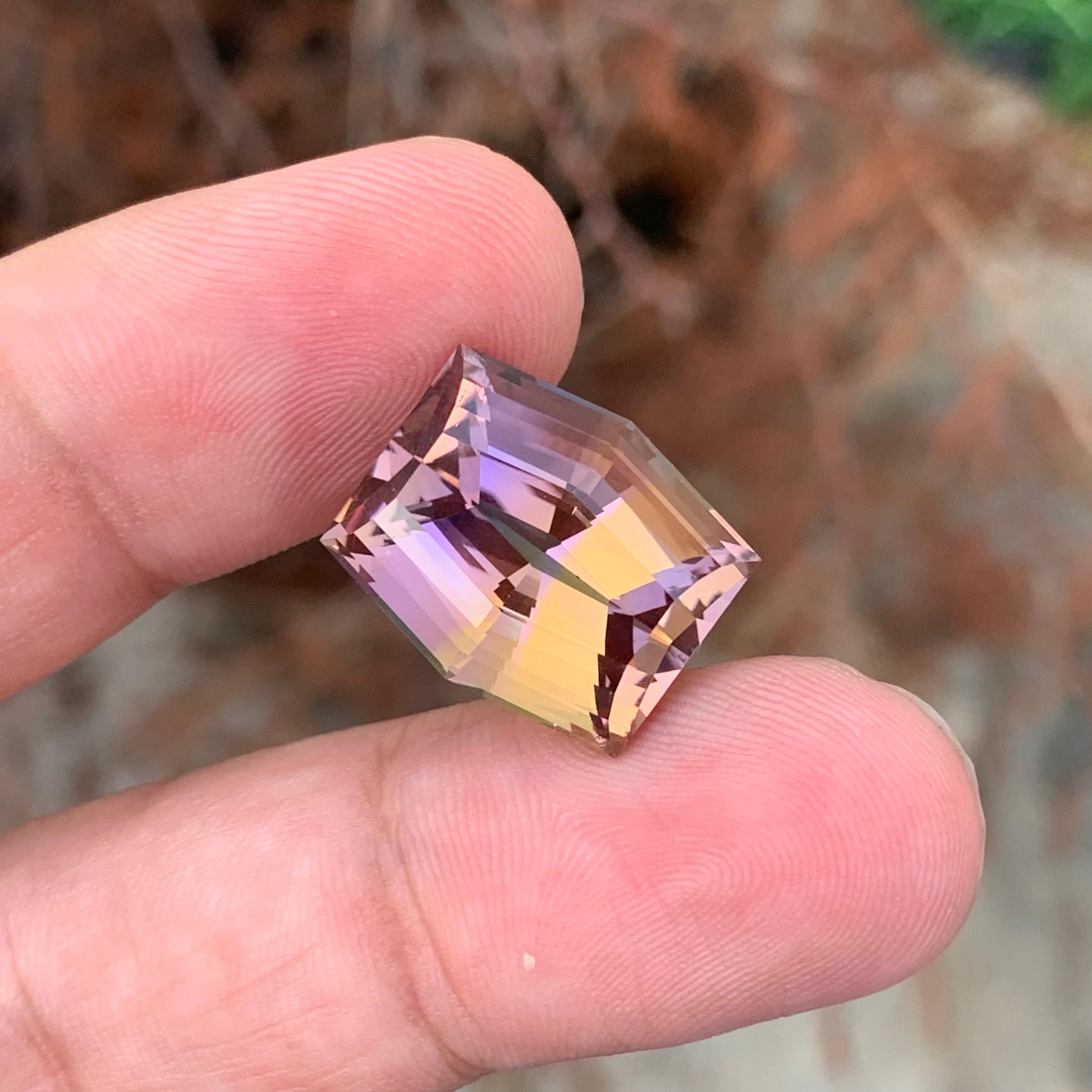 16,15 Karat Natürlicher facettierter Ametrin Hexagon Form Edelstein (Hexagonschliff) im Angebot
