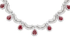 16.15 Carat Pear-Shaped Ruby Drops and 22.10 Carat Diamonds Necklace