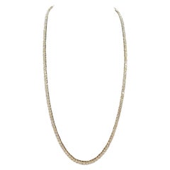 16.15 Carat Round Brilliant Cut Diamond Tennis Necklace 14 Karat Yellow Gold