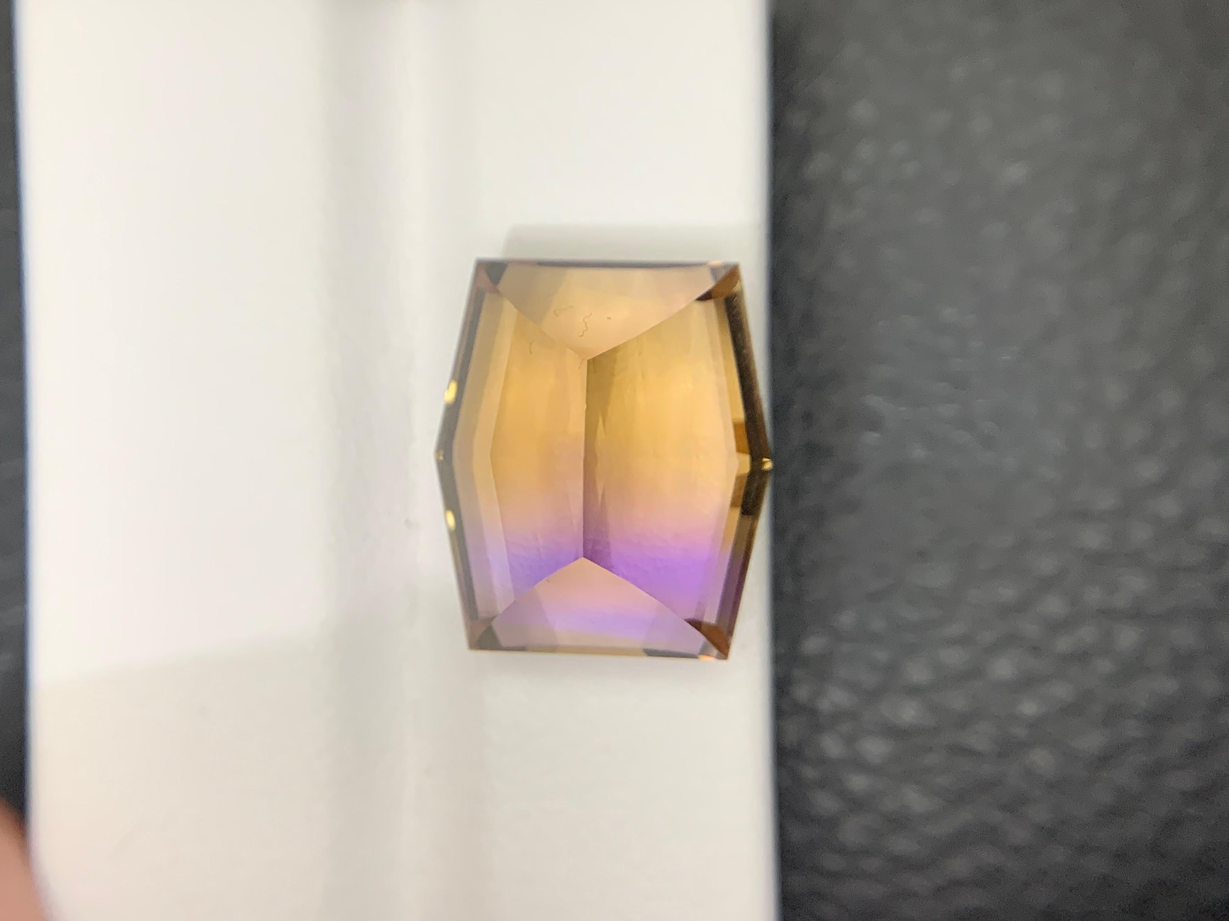 16,15 Karat Loser Ametrin Natürlicher Edelstein Hexagon-Schliff im Angebot 6