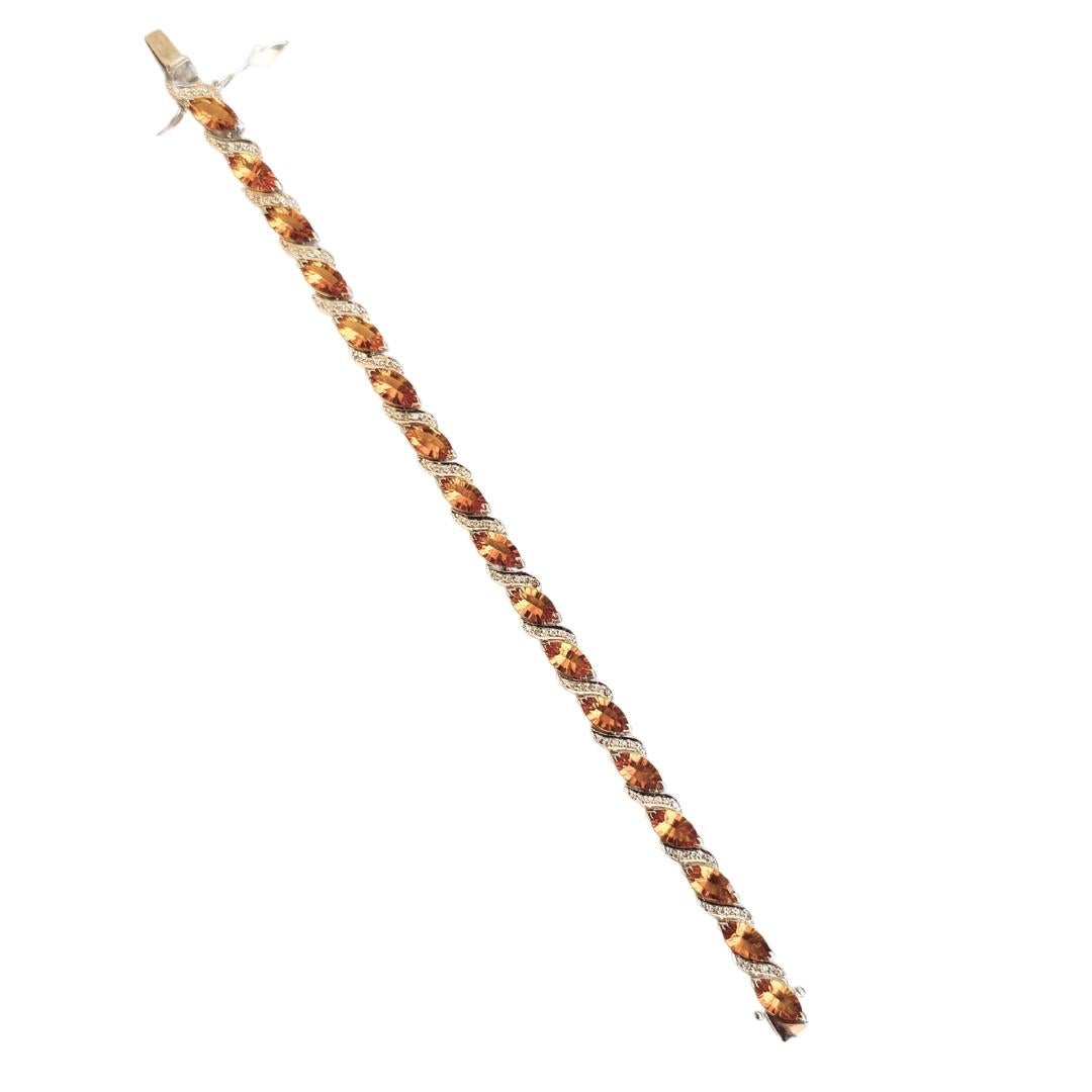 Art Deco 16.15 Ct Creative Style Citrine Tennis Bracelet for Mom in 925 Sterling Silver For Sale