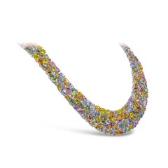 Roman Malakov 161.55 Carats Multi-Color Mixed-Cut Sapphire Wide Necklace