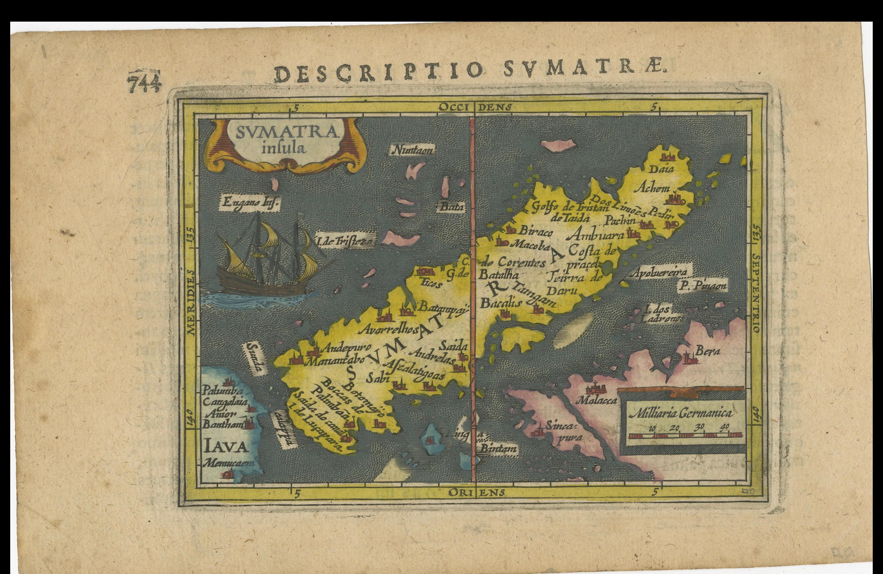 1616 Bertius Map of Sumatra, Singapore and the Straits of Malacca For Sale 1