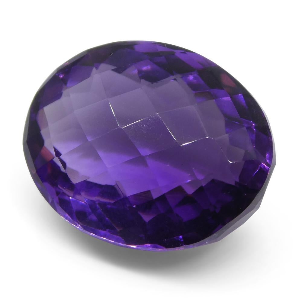 Brilliant Cut 16.16 ct Oval Checkerboard Amethyst For Sale