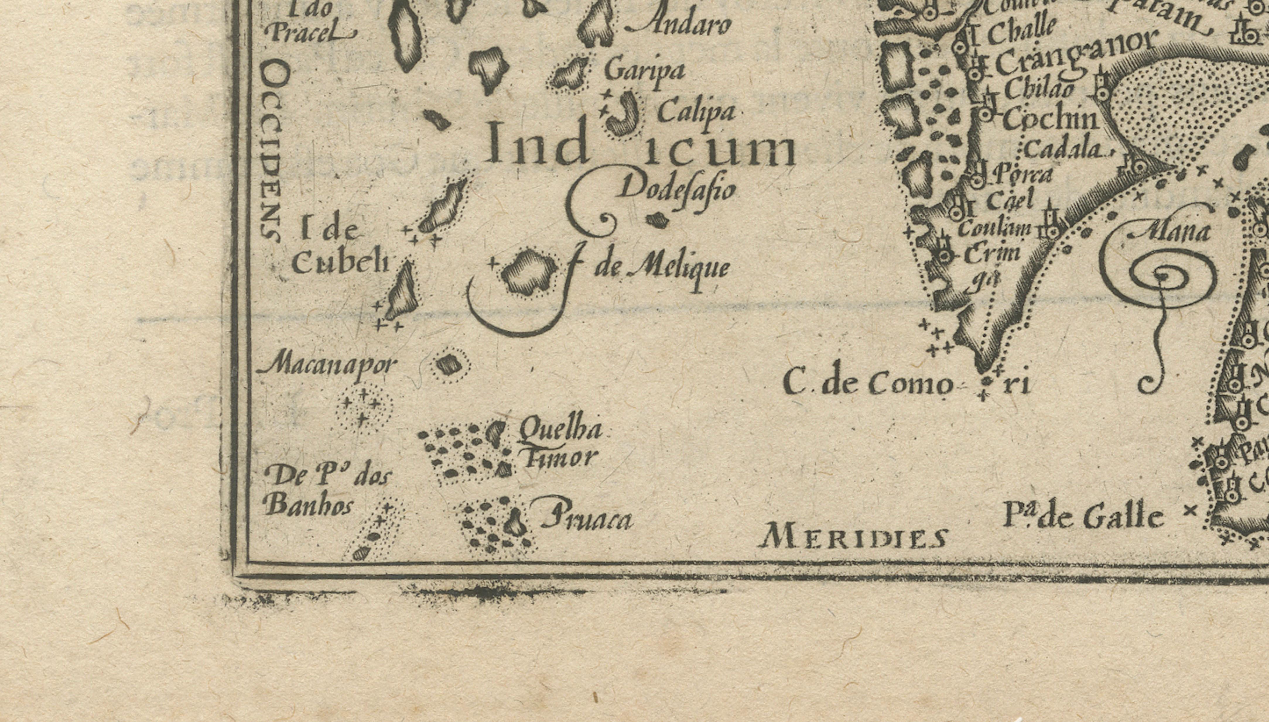 1616 Mapa de Petrus Kaerius del sur de la India y Ceilán - Narsinga et Ceylon siglo XVII en venta