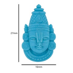 16.17 Carats Hand-Carved Tirupati Natural Turquoise Lord Venkateswara Gemstone
