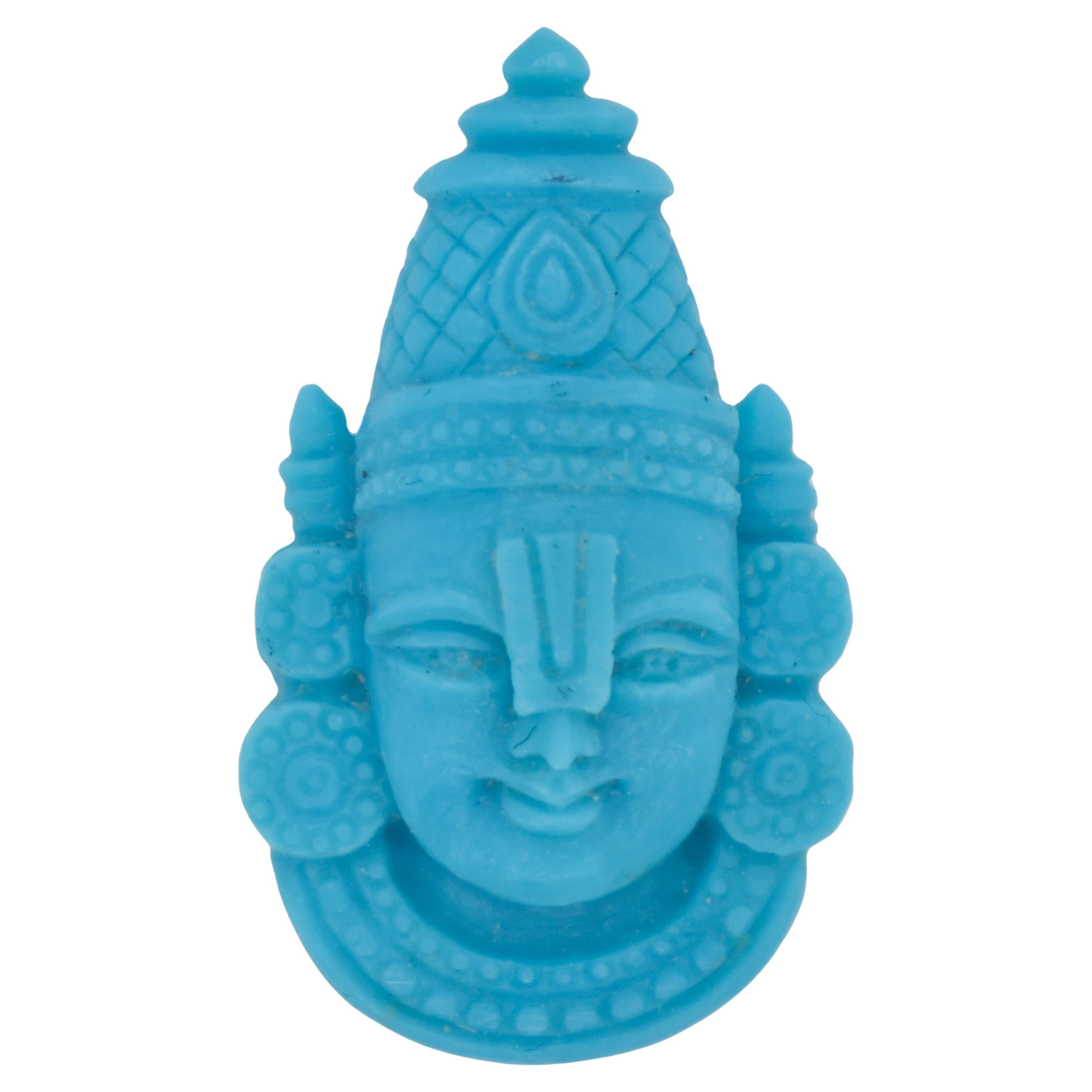 16.17 Carats Hand-Carved Natural Turquoise Lord Venkateswara Gemstone