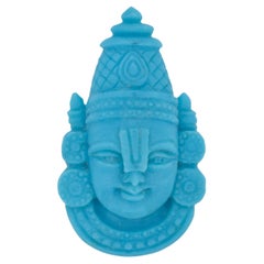 16.17 Carats Hand-Carved Natural Turquoise Lord Venkateswara Gemstone