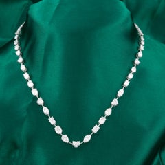 16.17 Carats SI Diamonds Natural Diamond Station Necklace with 18K White Gold