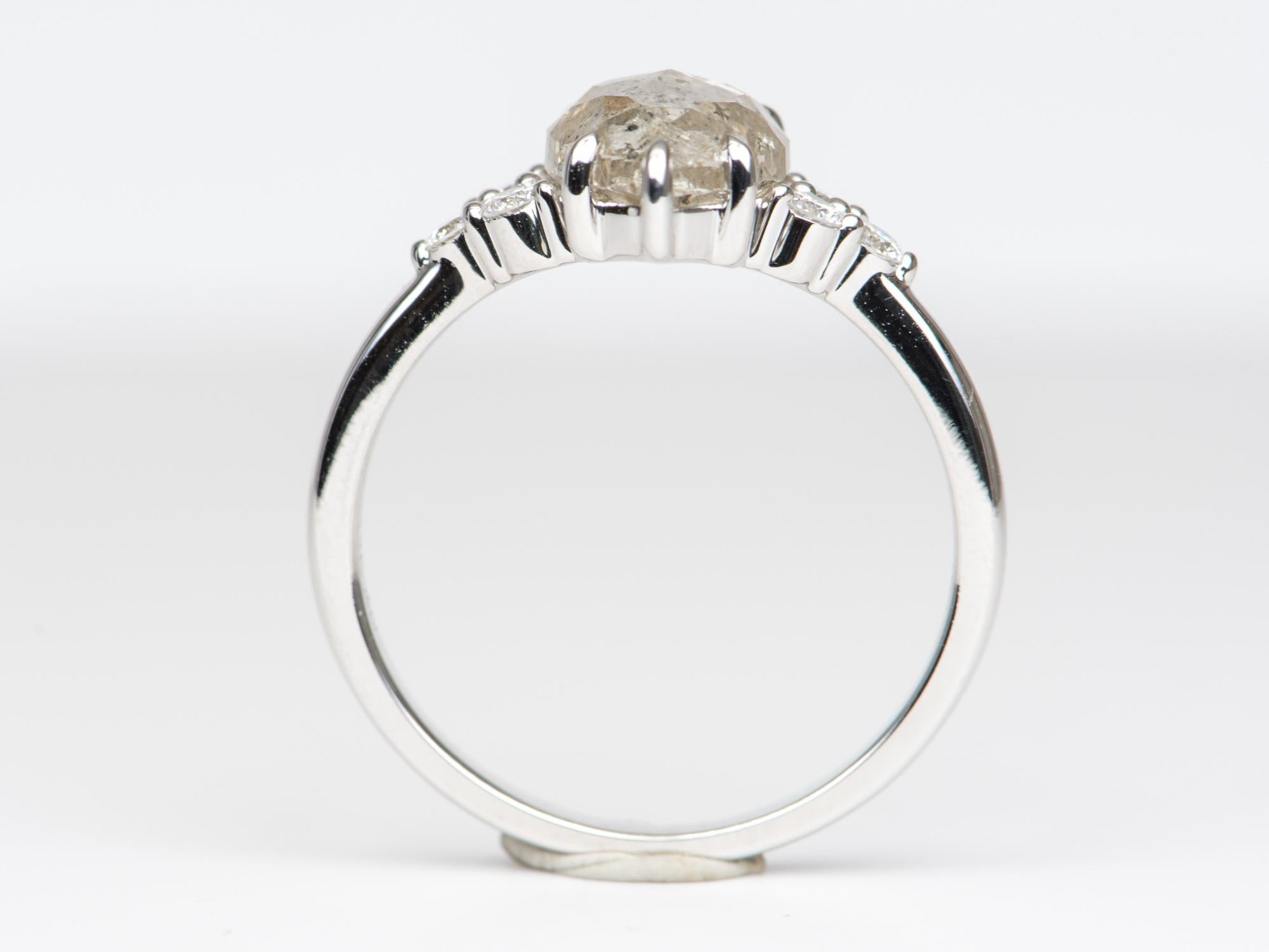Women's 1.61ct Celestial Diamond Trio Sides 14K White Gold Engagement Ring R6254 For Sale