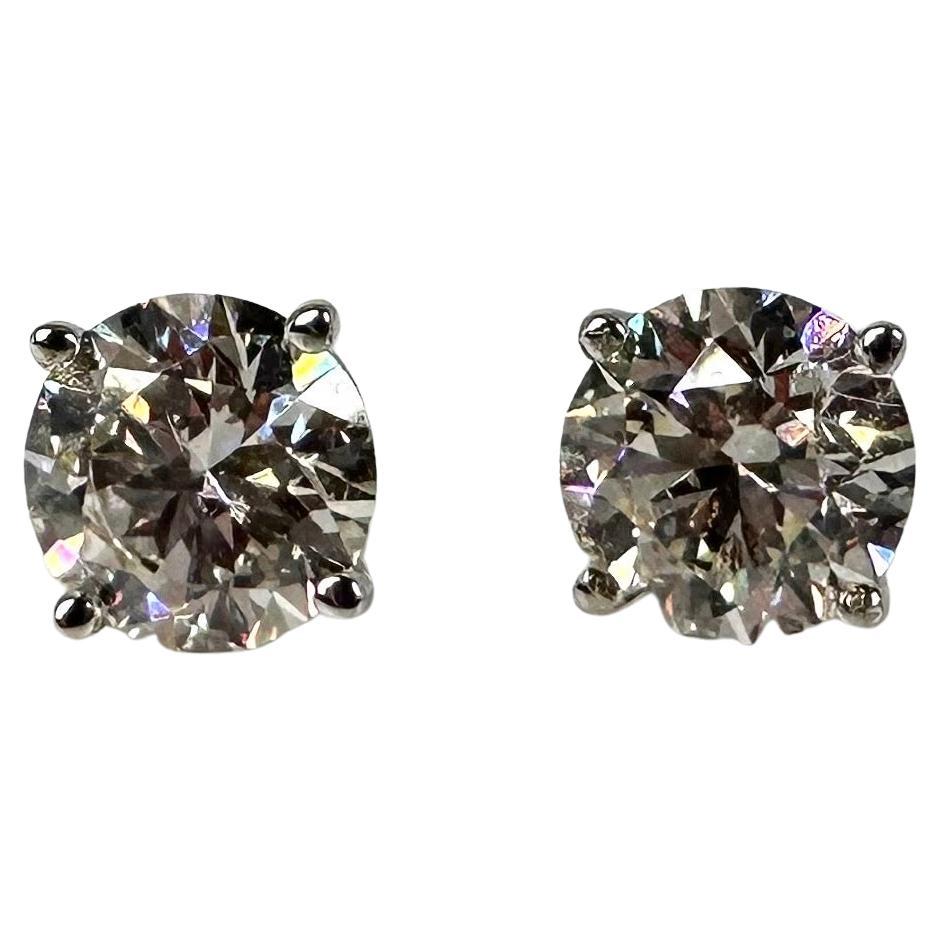 Pendientes de diamantes de 1,61 ct Pendientes de diamantes de oro blanco de 14 KT