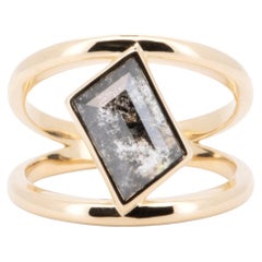 1.61ct High Luster Salt and Pepper Diamond Bezel Set Cage Ring 14K Gold R6736