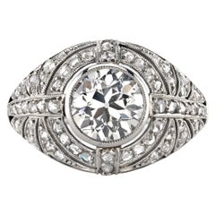 1.61ct K/VS1 GIA Certified Vintage Old European Cut Diamond Ring Set in Platinum