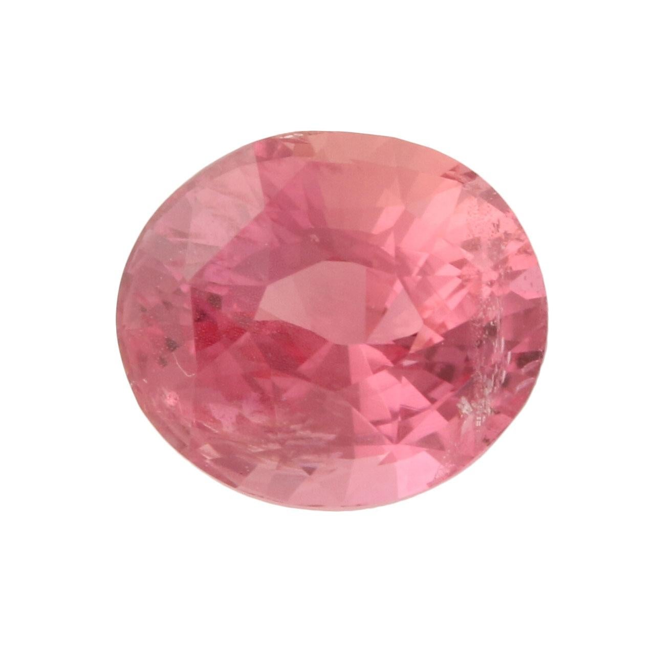 1.61 Carat Loose Sapphire, Oval Orange Pink AGL Graded Solitaire In Excellent Condition For Sale In Greensboro, NC