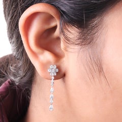 1,61 Karat natürlicher SI/H-Diamant Tropfenohrringe aus 14k Weißgold Feiner Schmuck