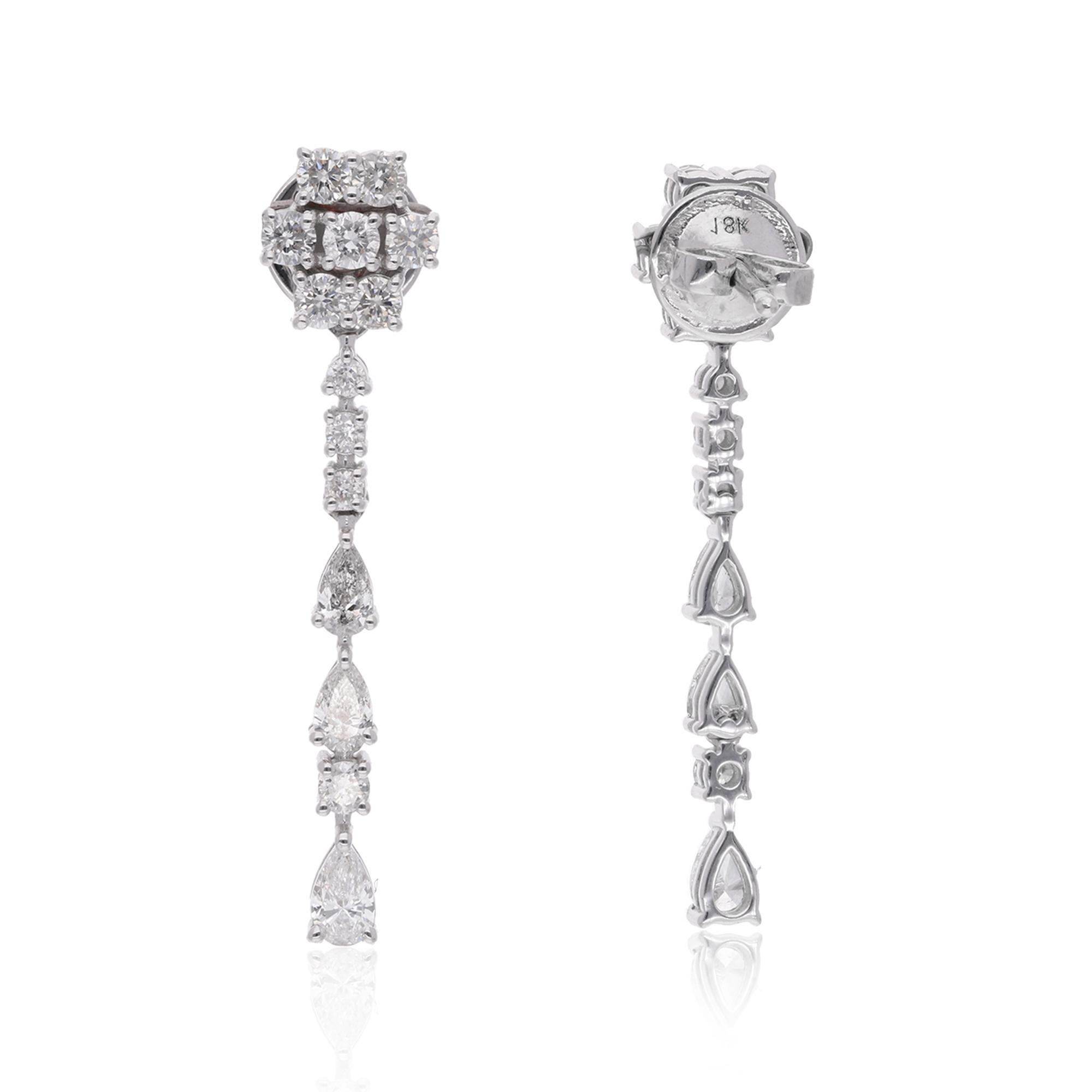 Pendientes colgantes de oro blanco de 14 quilates con un diamante natural SI/H de 1,61 quilates en Nuevo estado para la venta en Diera, Dubai