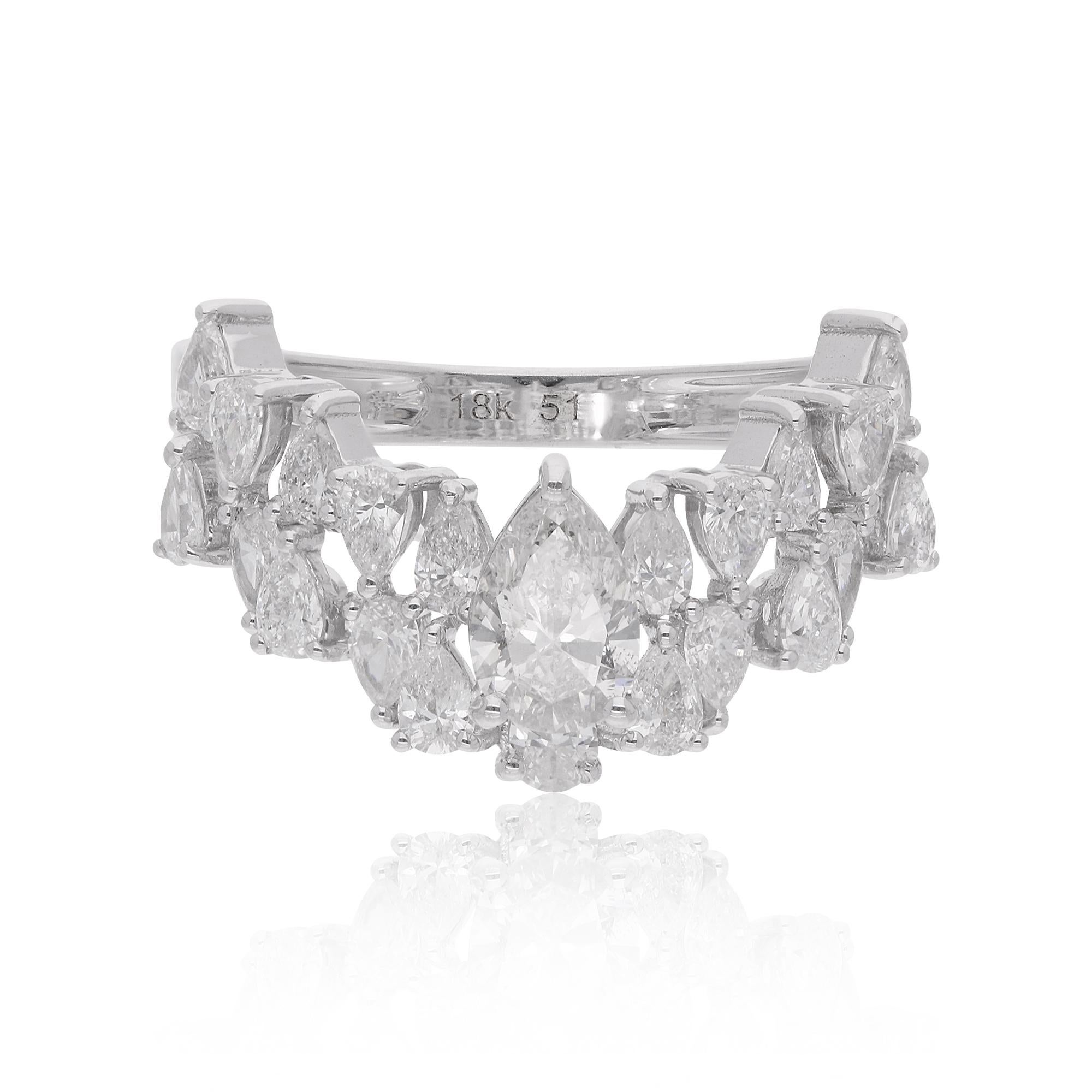 En vente :  1.61Ct Pear Diamond Chevron Design Ring 14 Karat White Gold Handmade Jewelry (Bague en or blanc 14 carats avec diamant en forme de chevron) 6