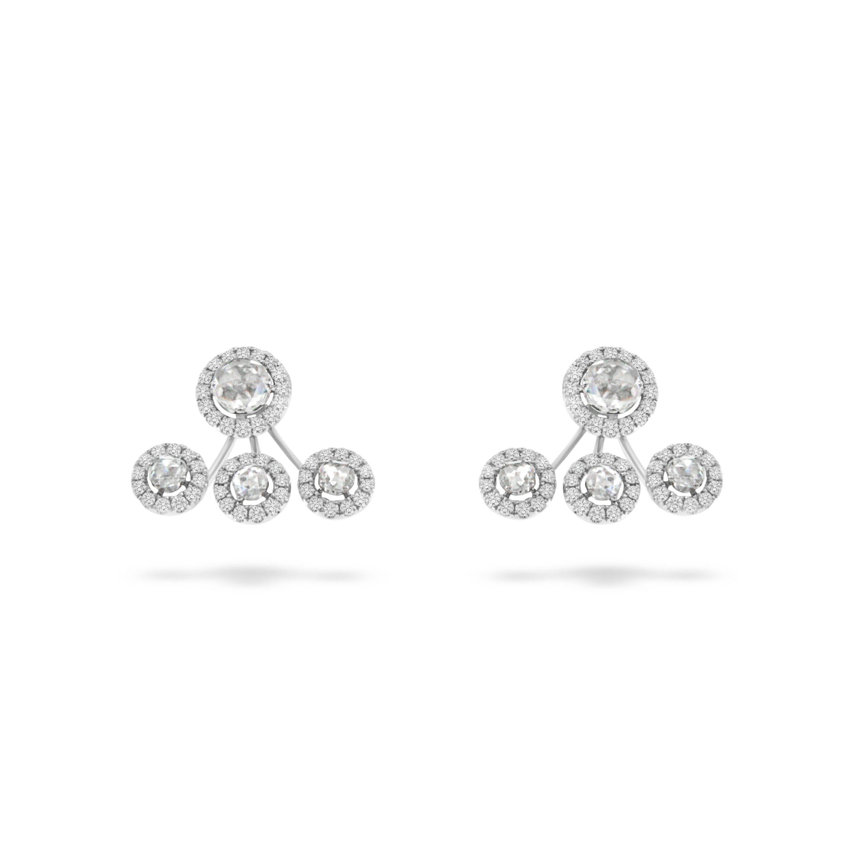 Boucles d'oreilles en or blanc 18 carats avec diamant taille rose de 1.61ct SI/HI Neuf - En vente à Hong Kong, HK