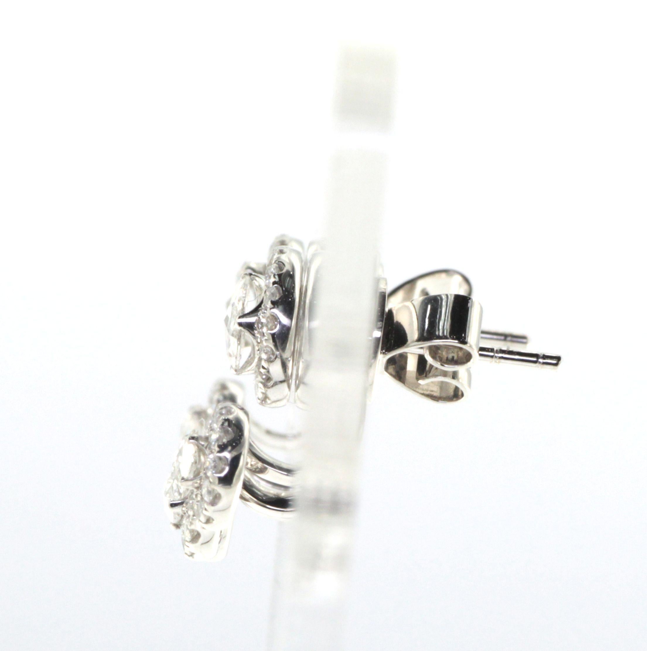 Boucles d'oreilles en or blanc 18 carats avec diamant taille rose de 1.61ct SI/HI en vente 2