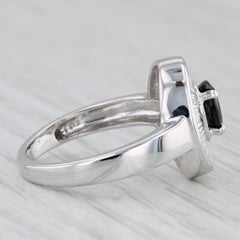 1.61ctw Blue Sapphire Diamond Halo Ring 14k White Gold Size 7 Engagement