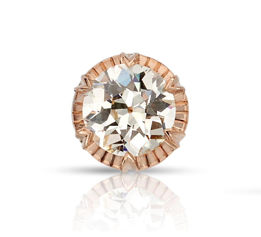 1.61ctw O-R/VVS2-VS1 GIA certified old European cut diamonds in handcrafted prong set 18K rose gold earrings.