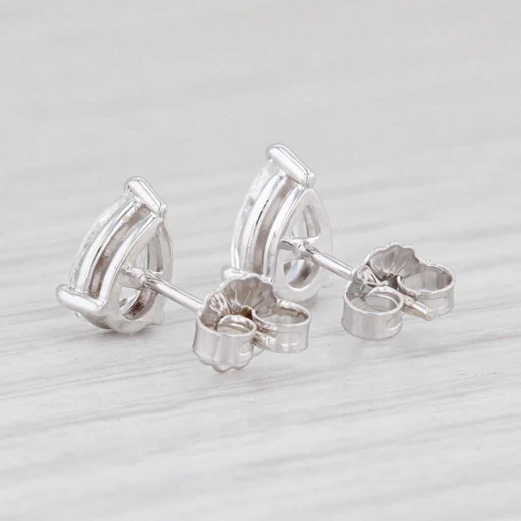 Women's 1.61ctw VS1 D E Diamond Pear Solitaire Stud Earrings 14k White Gold GIA For Sale