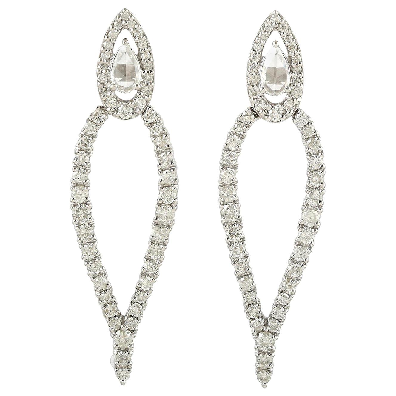 Boucles d'oreilles en or 18 carats avec diamants de 1,62 carat