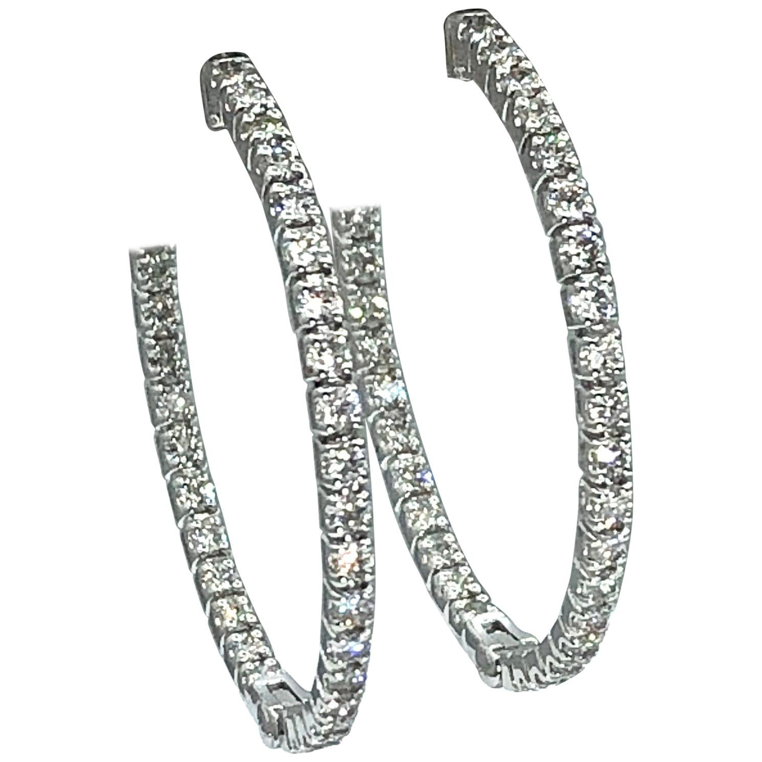 These gorgeous diamond hoops are set in 14kt white gold with 1.62ct. of GH color SI clarity diamonds.
If you don't see something, say something! We would be happy to work with you to create your dream hoops! 