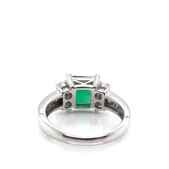 1.62 Carat Emerald and Diamond Engagement Ring Set in Platinum