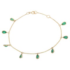 1.62 Carat Emerald Chain Bracelet in 18K Yellow Gold 