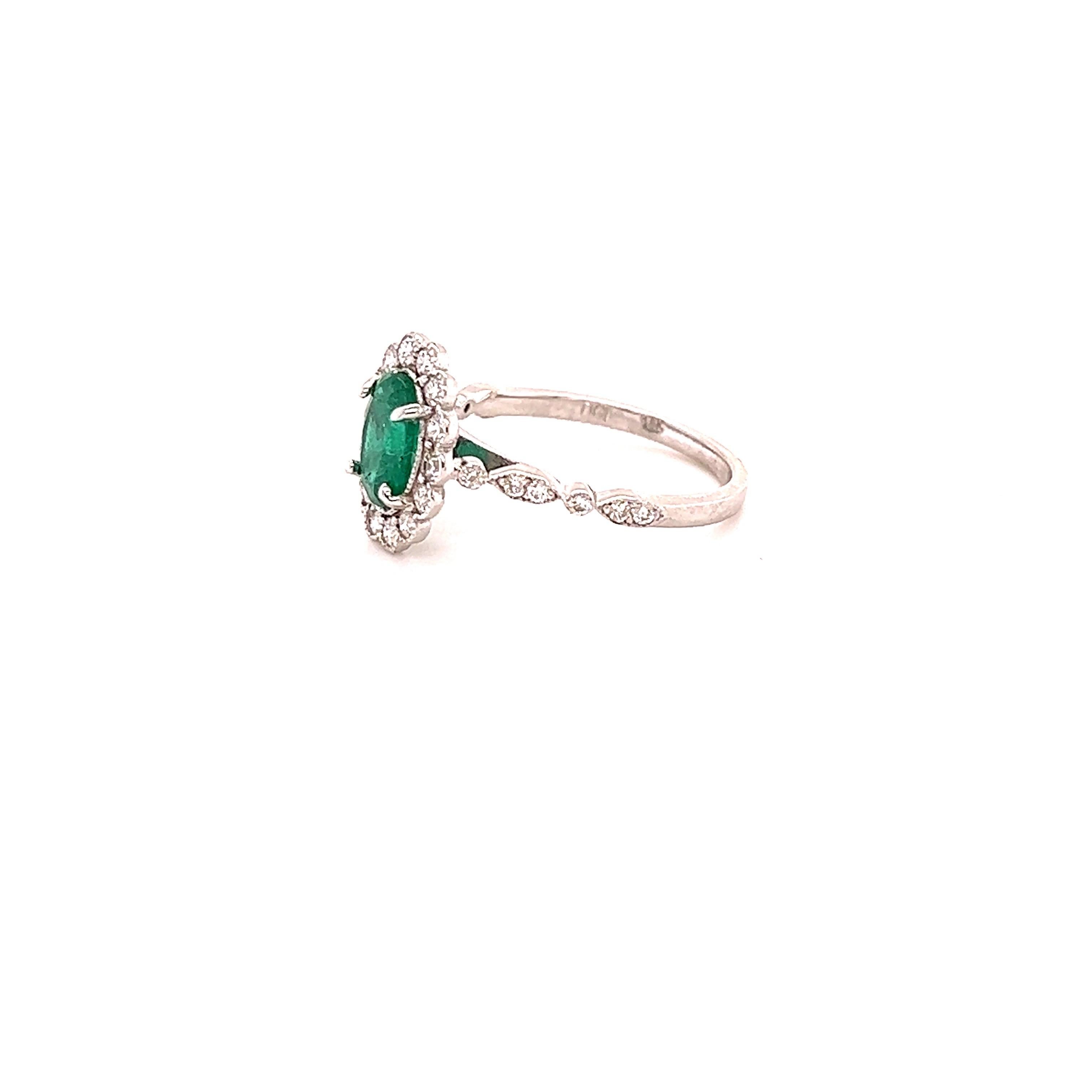 Contemporary 1.62 Carat Emerald Diamond White Gold Engagement Ring For Sale