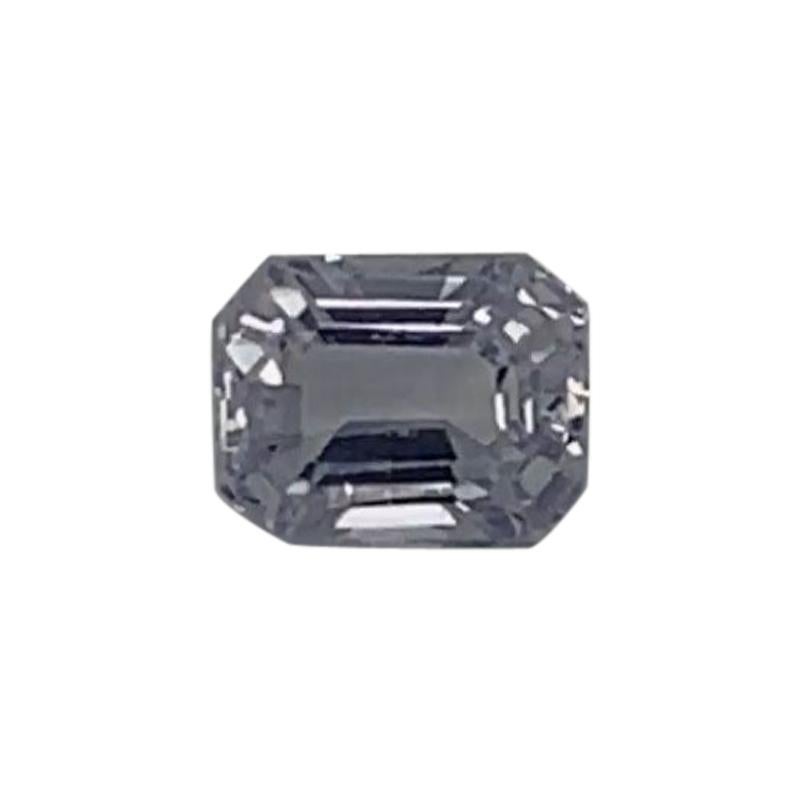 1.62 Carat Emerald Shape Light Violet Sapphire GIA Certified Unheated For Sale