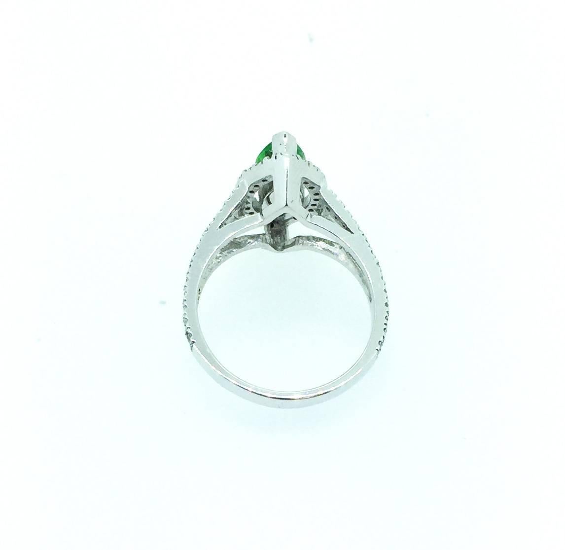 Modern 1.62 Carat Marquise Cut Tsavorite Diamond 14 Karat White Gold Engagement Ring
