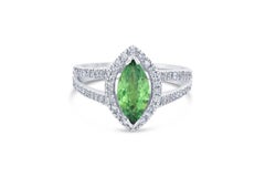 1.62 Carat Marquise Cut Tsavorite Diamond White Gold Engagement Ring