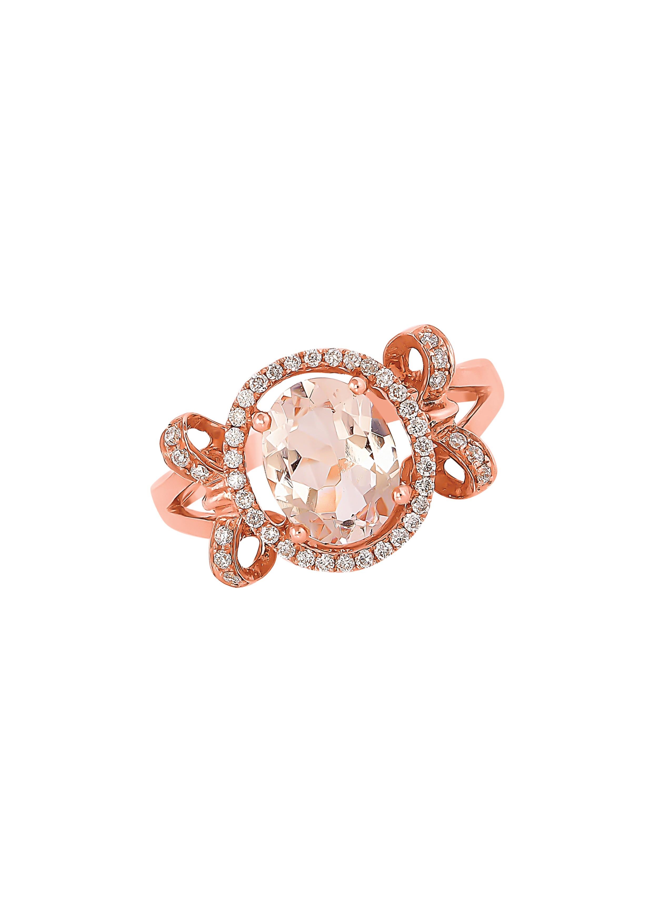 This collection features an array of magnificent morganites! Accented with Diamond these rings are made in rose gold and present a classic yet elegant look. 

Classic morganite ring in 18K Rose gold with Diamond. 

Morganite: 1.62 carat, 9X7mm size,