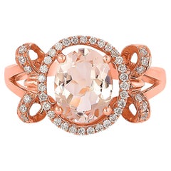 Sunita Nahata Morganite 1.62ct. Anello fantasia in oro rosa 18 carati con diamante.
